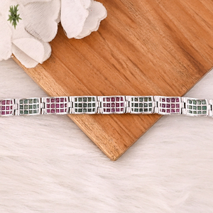 Premium 925 Sterling Silver Ruby and Emerald Tennis <b>Bracelet</b> Luxury Gemstone Jewelry for Unisex - Product Image 4