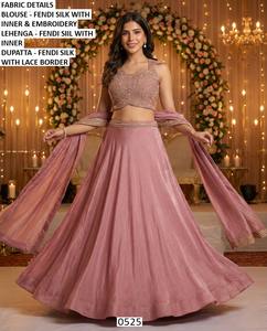 Lehenga Choli Tradicional de Georgette Rosa Noor para Mujer con Dupatta Bhandhani, Largo hasta el Suelo, Protección Solar para Bodas y Fiestas - Product Image 1