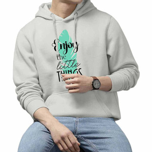 Sweat à capuche personnalisé pour homme, gris clair, avec graphisme typographique motivant, poche kangourou, polyester/coton, décontracté - Product Image 2