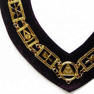 Collar Masónico Color Granate Personalizado con Emblema Dorado Ovalado, Insignia Metálica de Lujo, Decoración con Pin - Product Image 2