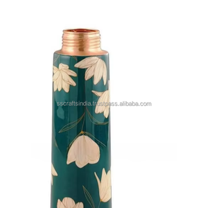 Botella de agua de cobre Ayurvédica a prueba de fugas de diseño impreso Premium con tapa Botella de uso diario de larga duración - Product Image 1