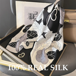 Foulard carré 100% soie véritable pour femme, protection UV, châle, écharpe, bandana, hijab, pashmina, poncho - Product Image 5