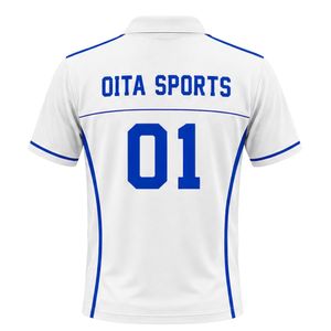 Men's <b>White</b> Blue <b>Cricket</b> Jersey Short Sleeve Polo Style Sports Shirt Team Uniform Outdoor Match Wear Athletic Apparel - Product Image 4