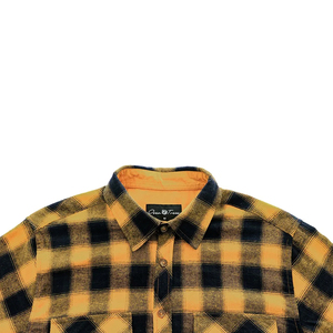 OEM High Quality Yellow Black <b>Checkered</b> Men Casual Long Sleeve Shirts Low MOQ Trucker Plaid Jacket <b>Top</b> Cheap Price Flannel Shirt - Product Image 3