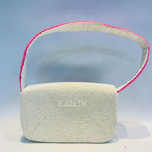 Accessoires de mode en cristal de luxe faits à la main en Inde, poignée de sac baguette perlée multicolore, sac à main décontracté durable, style local - Product Image 5