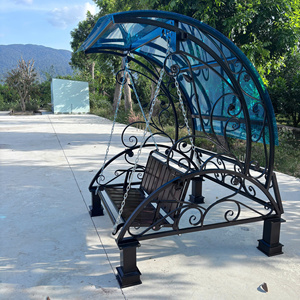 Silla Columpio de Patio de Hierro Forjado de Lujo con Toldo, Columpio de Jardín para Exteriores, Columpio Colgante de Metal Resistente para Espacios de Relajación - Product Image 6
