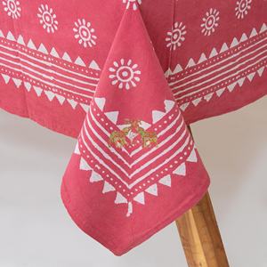 Nappe de table rectangulaire vintage en coton 100 % imprimé floral Dabu pour événements et fêtes – Fabrication artisanale - Product Image 6