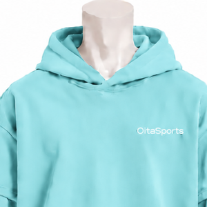 Sweat à capuche Aqua double couche, coupe oversize, manches superposées, pull décontracté à épaules tombantes, style streetwear vintage - Product Image 3
