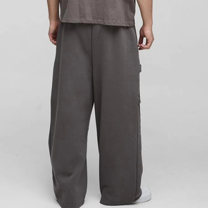 Casual Sweatpants Elastic Waist <b>Drawstring</b> Multiple Pockets Breathable Midweight Knitted Cotton Fleece Streetwear Pants - Product Image 2