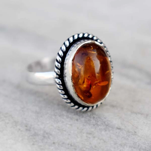 Bague en argent sterling 925 avec ambre baltique naturel de coupe ovale, bijoux en pierres précieuses faits à la main pour femmes, vente en gros - Product Image 1