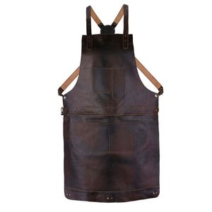 2026 Custom PU Leather Brown-Color Welder <b>Apron</b> High Quality Soft Leather Welding <b>Work</b> <b>Apron</b> for Men's Made Pakistan - Product Image 2