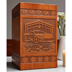 Urne en bois avec gravure décorative, urne en bois de luxe pour cendres avec base en velours, urne par AYAANS - Product Image 2