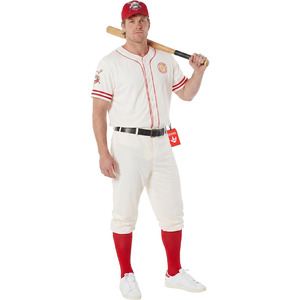 Men's White <b>Baseball</b> Uniform With Red Accents And Embroidered Logo Short Sleeve Jersey Pants And Hat <b>Set</b> - Product Image 1