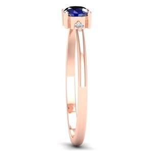 Nouvelles bagues d'éternité REYES en or rose 14 carats avec moissanite pour femmes, 0,75 carat, saphir bleu, bagues de fiançailles et de mariage - Product Image 3