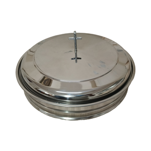 PREMIUM STAINLESS STEEL HOLY COMMUNION SET SINGLE <b>TRAY</b> 40 CUPS WITH COVER <b>MIRROR</b> FINISH NO BOTTOM RING - Product Image 1