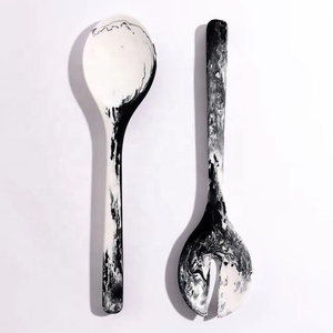 UNIQUE VIBRANT 100% Resin <b>Salad</b> <b>Tools</b> Servers Set Home Hotel Use Includes Ice Cream Spoon Serving Dishwasher Safe Microwave Oven - Product Image 1