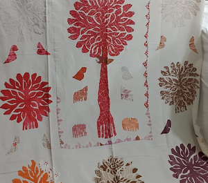 Bedsheet Luxury Tree of Plant Applique Indian Bed Sheet Design Wholesale Handmade <b>Bedding</b> Cotton - Product Image 1