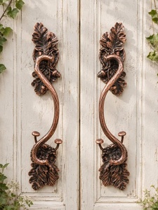 Manija de hierro forjado galvanizado tradicional resistente al óxido con motivo de hoja de roble para puerta/puerta rectangular clásica de 10 pies - Product Image 4