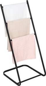 Estante Metálico de 4 Niveles para Toallas de Piscina, Soporte para Mantas de Baño, Escalera de Almacenamiento Moderna Negra para Exteriores - Product Image 4