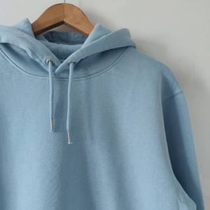 Best Quality Custom Design Light Blue 100% Cotton Winter Hoodies Men <b>Women</b> Wholesale Fleece <b>Thermal</b> Breathable Knitted Solid - Product Image 2