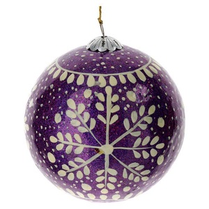 Hand Painted Paper Mache Christmas Ball <b>Ornament</b> <b>Red</b> White Snowflake Pattern Floral High Quality Classic Hanging Decorative - Product Image 6