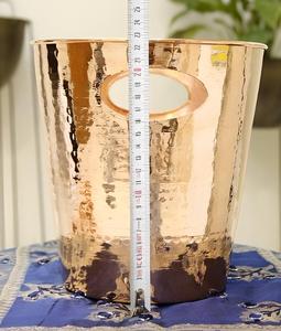 Handmade Pure Copper Hammered Champagne Cooler Bucket Large Beverage <b>Ice</b> Tub with Decorative <b>Ring</b> Handles for Luxury Hotels - Product Image 5