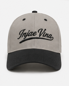 Wholesale Custom 3D Embroidery <b>Baseball</b> <b>Cap</b> Trendy Vintage <b>Grey</b> Black Two Tone 6 Panel Mid Profile Structured - Product Image 1