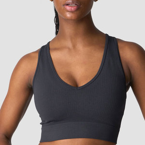 Débardeur court pour femme, design col en V profond, en Spandex/Nylon, extensible dans quatre directions, anti-transpiration, pour l'entraînement et le sport - Product Image 3