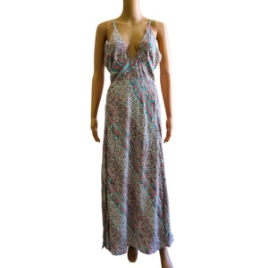Vestidos Maxi Casuales de Verano Coreanos con Estampado Geométrico, Cuello en V, Sin Mangas, de Seda Tejida India Bohemia Natural Estilo Y2K, Talla Única - Product Image 1