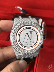 AARVA JEWELS นาฬิกาโครโนกราฟสแตนเลสสตีลสุดหรูสำหรับผู้ชาย 43 มม. กระจกเพชรโมอิสซาไนต์ประดับอะนาล็อกควอตซ์คุณภาพสูง - Product Image 4