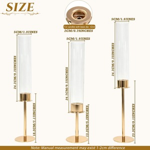 <b>Candlestick</b> Holder Set of 3 Gold Finish Metal <b>Tall</b> Candle Holders for Home Decoration Wedding Use Heat Resistant Design - Product Image 1