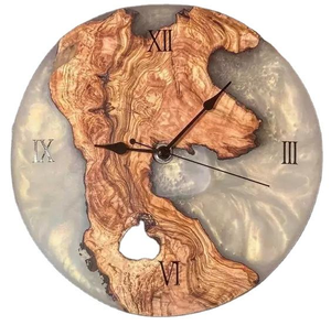 Customized Wholesale Epoxy Resin Cracked Wood Double Face Quartz Needle <b>Wall</b> <b>Clock</b>/Watch Antique Style <b>Modern</b> Design Living Room - Product Image 4