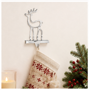 Shiny Silver Hollow Reindeer Christmas <b>Stocking</b> <b>Holder</b> for Mantel Weighted Base Metal Deer <b>Stocking</b> Hanger For Holiday Fireplace - Product Image 2