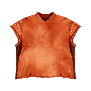 Camiseta al por mayor con efecto desgastado, estilo vintage Y2K, 220 gsm, jersey de algodón con dobladillo sin rematar para minoristas de ropa vintage - Product Image 6