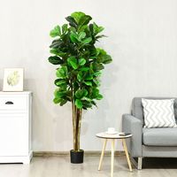 Tanaman Hijau Buatan Dekoratif Rumah 6ft Indoor/Outdoor, Pot Bunga, Pohon Buatan Tahan Lama Model D0100XU7BWV