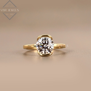 Anillo Solitario de Diamante Cultivado en Laboratorio de Lujo, Oro Amarillo de 14K, Bisel, Anillo de Compromiso, Boda, Joyería Nupcial, Regalo, Joyería Fina para Mujer, IGI - Product Image 1