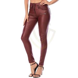 Pantalones de Cuero Genuino de Primera Calidad para Mujer, Diseño Personalizado, Corte Ajustado, Pantalones de Motociclista de Piel de Oveja Genuina - Product Image 1