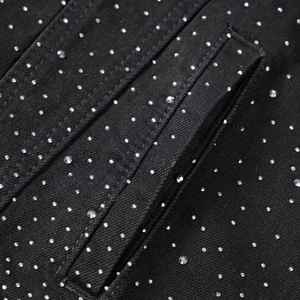 เสื้อแจ็คเก็ตยีนส์ผู้ชายสไตล์ฮิปฮอปสุดหรู ประดับด้วยหินและคริสตัลสีดำ ทรงเข้ารูป เหมาะสำหรับฤดูหนาว - Product Image 5