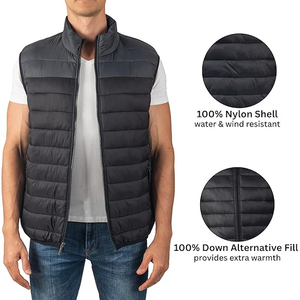 Gilet matelassé d'hiver imperméable sans manches pour homme, coupe-vent thermique, gilet d'extérieur durable avec fermeture éclair - Product Image 3