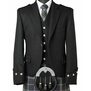 Chaqueta Kilt Argyle Negra para Hombre y Chaleco de 5 Botones, Chaqueta de Kilt Escocés para Boda, Venta al por Mayor de Fábrica Highland - Product Image 1
