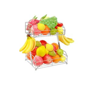 Soporte de Metal Plateado de 2 Niveles para Plátanos, Estante para Colgar Plátanos con Gancho de Metal, Soporte Decorativo de Metal Plateado Sólido para Plátanos - Product Image 1