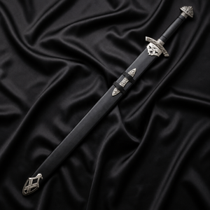 Espada Vikinga Negra de Damasco con Funda, Espada Medieval Hecha a Mano de los Hombres del Norte, Espada Nórdica, Regalo para Él - Product Image 6