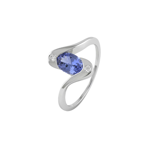 Anillo de Tanzanita y Diamantes en Plata de Ley 92.5 KLSR-11809 - Product Image 1