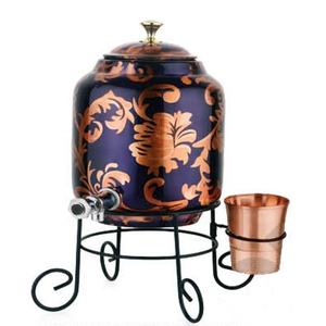 Distributeur d'eau moderne Bold Blossom en cuivre de 5 litres avec bec en laiton, robinet nickelé et support en fer - Product Image 4