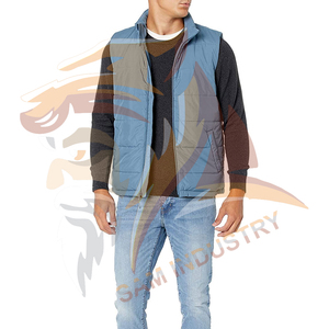 เสื้อกั๊กพัฟเฟอร์ผู้ชายแบบไม่มีแขน คุณภาพสูงจากโรงงานผู้ผลิต (OEM) ผ้าแบบกำหนดเอง สีพื้น ซิปแบบซิป  สำหรับใส่ในฤดูหนาว - Product Image 3