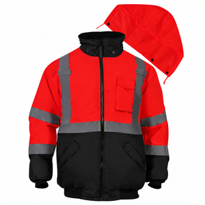 Chaqueta de Trabajo Bomber de Poliéster para Hombre con Logotipo Personalizado, Alta Visibilidad, Reflectante, Forro Polar, Capucha Desmontable y Bolsillos Utilitarios - Product Image 2