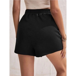 Women's <b>Navy</b> Solid Color Low Waist Regular Fit Knitted Polyester/Cotton Casual <b>Shorts</b> with Pockets Breathable Anti-Wrinkle - Product Image 5