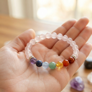 High Quality Rose Quartz with seven chakra Beads Bracelet Romantic Gift Fashion Charm Jewelry for Men Women Energy Meditation - Product Image 2