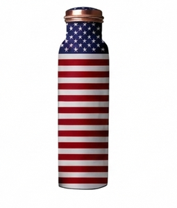 Trendy <b>Copper</b> Water <b>Bottle</b> With Flag Design Leak Proof Modern Style For Daily Hydration Travel Home Office Hiking - Product Image 3