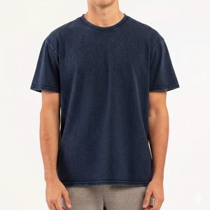 เสื้อยืดสีกรมท่าสไตล์วินเทจแนวสตรีทแวร์ รุ่นปี 2026 ผ้าคอตตอนหนา ซักแบบ Mineral Wash ทรงหลวม ไม่มีลาย - Product Image 6